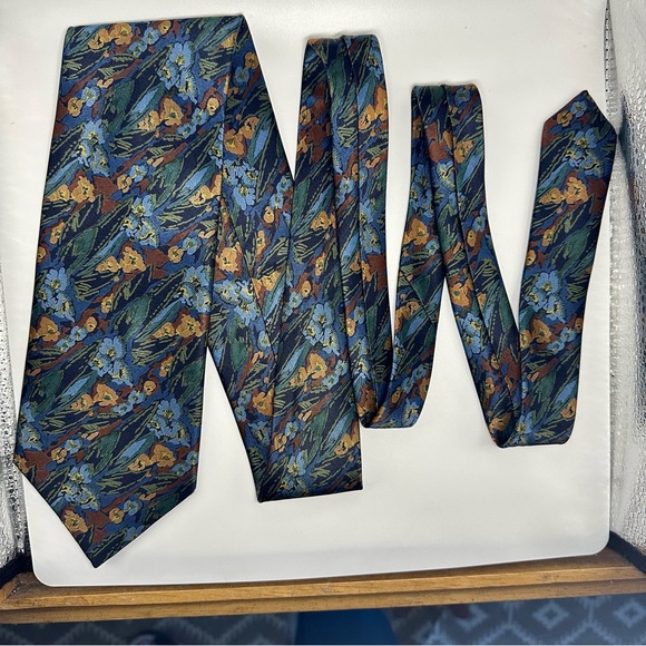 Lanvin Paris Cravat, Abstract Nature Designer Modern Silk Luxury Tie 3.5” 60” - Picture 7 of 8